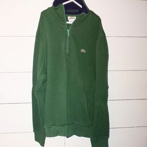 Lacoste pull-over half zip green sweater Large